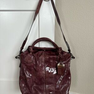 VERY RARE Francesco Biasia Genuine Leather Shoulder Bag – Burgundy Plum